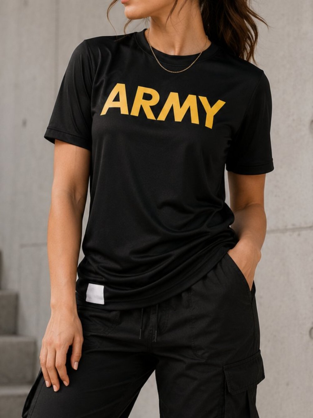 U.S. Army APFU PT Shirt Black Gold Performance Tee Small